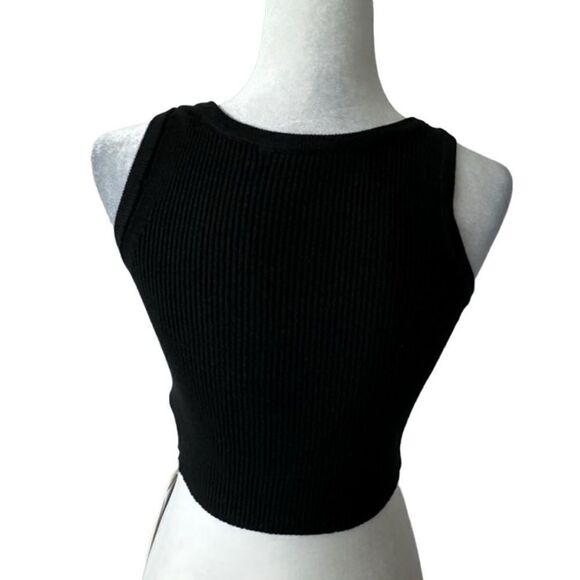Commense Black Tank Top Cropped Ribbed Knit SZ XS NWT - Picture 2 of 10